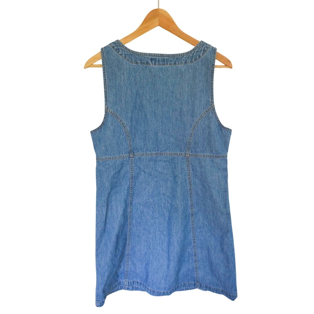 90s Vintage Denim Button Front Mini Dress - Picture 5 of 5